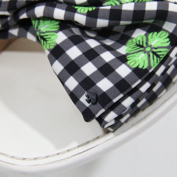 Kate Spade Bikini Slides sz 7.5 Women Flat Sandals Gingham Plaid Bow - Picture 7 of 12